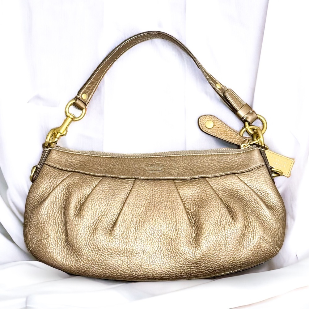 COACH Mini Y2K Gold Metallic Leather Shoulder Bag